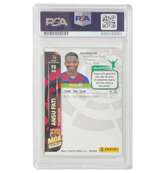 Ansu Fati Signed 2019-20 Panini Megacracks MGK La Liga Rookie – PSA 9 Autograph